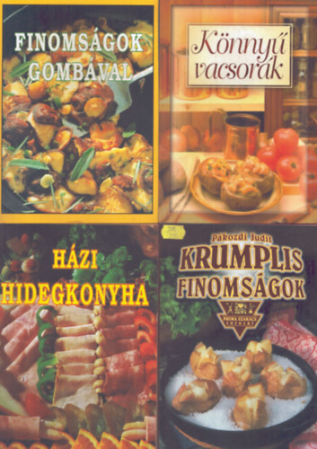 Verhóczki István Pákozdi Judit (szerk.) - 4 db szakácskönyv: Krumplis finomságok + Könnyű vacsorák + Finomságok gombával + Házi hidegkonyha