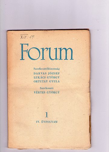 Vértes György - Forum (folyóirat) 1949 január