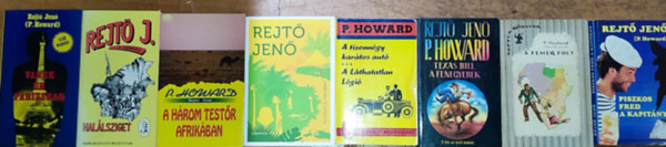 Rejt� Jen� P. Howard  (Rejt� Jen�) - 8db Rejt� Jen� reg�ny - Hal�lsziget, Vanek �r P�rizsban, A h�rom test�r Afrik�ban, Konz�lium az �serd�ben, A tizenh�rom kar�tos aut�/A L�thatatlan L�gi�, Texas Bill, a fenegyerek, A feh�r folt, Piszkos Fred a kapit�ny