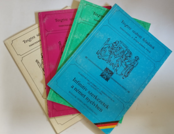 4 db a "Tesztre szabott feladatok" sorozatbl: Mellknvragozs a nmet nyelvben + Mdbeli segdigk a nmet nyelvben + Infinitiv szerkezetek a nmet nyelvben + Ktmd, feltteles md a nmet nyelvben.