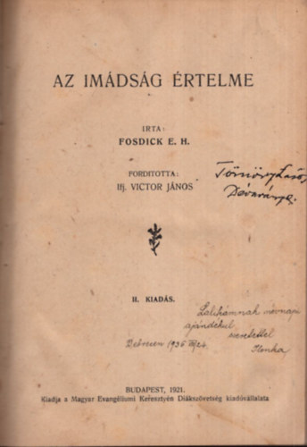 E. H. Fosdick - Az imdsg rtelme