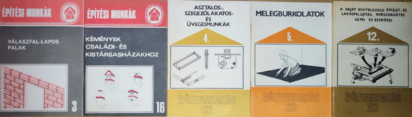 5db építési munkálatokkal kapcsolatos mű - Építési munkák-Válaszfal-lapos falak, Kémények családi- és kistársasházakhoz, Épületfenntartási 2x2-Asztalos-, szegezőlakatos és üvegesmunkák, stb. (többi cím a leírásban)