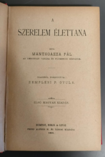 Mantegazza Pl - A szerelem lettana _ Els Magyar kiads)