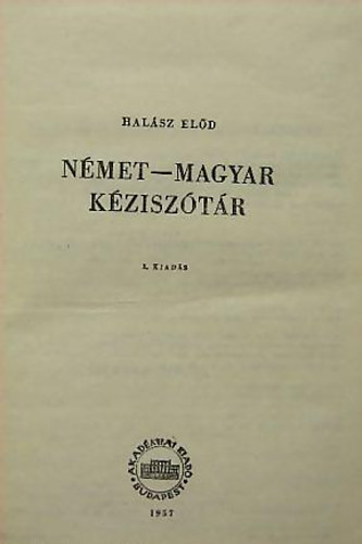 Hal�sz El�d - N�met-magyar k�zisz�t�r