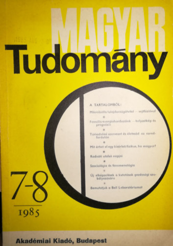 Magyar tudomny 1985/7-8