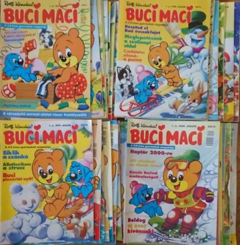 32db Buci Maci Magazin: 1997. febru�r-�prilis, j�nius, j�lius, okt�ber-december; 1998. janu�r-m�rcius, augusztus-december; 1999. janu�r, febru�r, j�nius-december; 2000. janu�r-m�jus, okt�ber, november