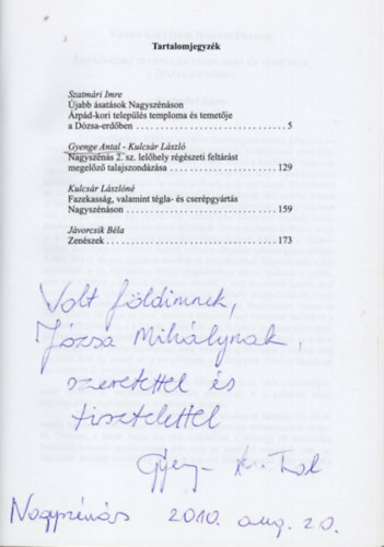 Czegldi Mihly  (szerk.) - Nagyszns - Fejezetek a kzsg trtnetbl 7.(dediklt)