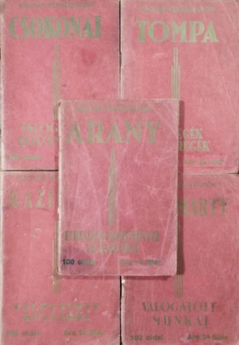 5 füzet a Magyar Klasszikusok sorozatból