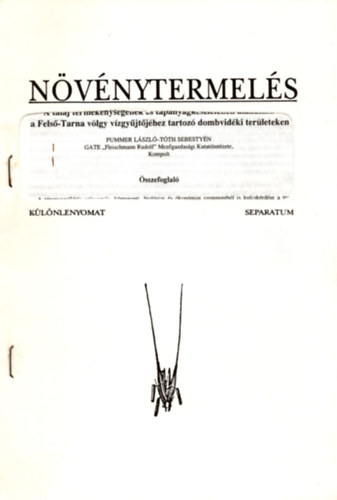 Pummer L�szl�-T�th Sebesty�n - A talaj term�kenys�g�nek �s t�panyagk�szlet�nek alakul�sa a Fels�-Tarna v�lgy v�zgy�jt�j�hez tartoz� dombvid�ki ter�leteken - K�l�nlenyomat