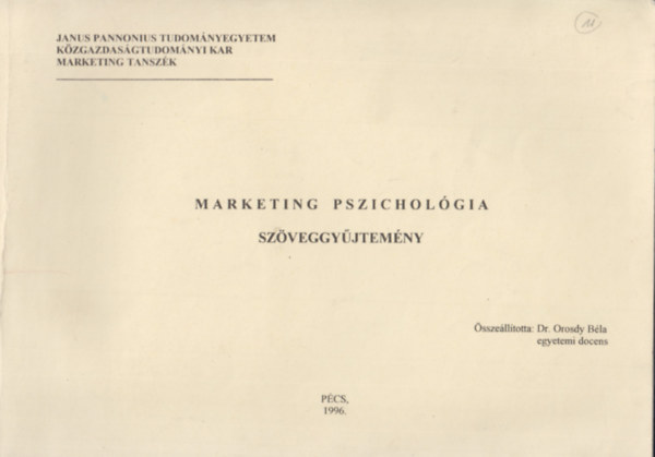 Marketing pszichológia - szöveggyűjtemény