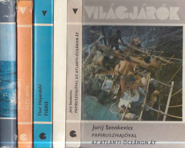 5 db Thor Heyerdahl: Papiruszhaj�val az Atlanti-�ce�non �t + Tutajjal a Csendes-�ce�non + Tigris + Fatu Hiva + A RA exped�ci�k