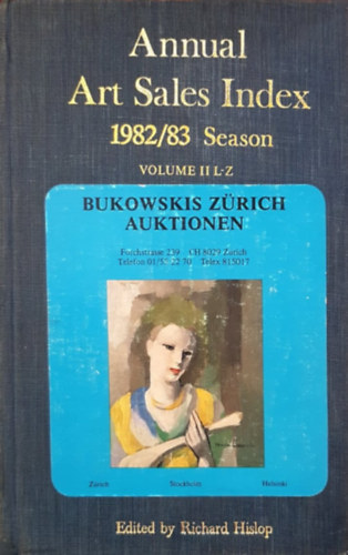 Richard Hislop - Annual Art Sales Index, 1982/83 - Vol. II.