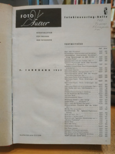 Foto Falter 1957 Monatsbltter fr Freunde der Fotografie geb. DDR Halle (Teljes 1957 vfolyam, egybektve)