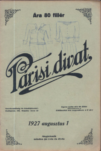 Párisi Divat XXII. évfolyam 1927. augusztus 1., 21. szám