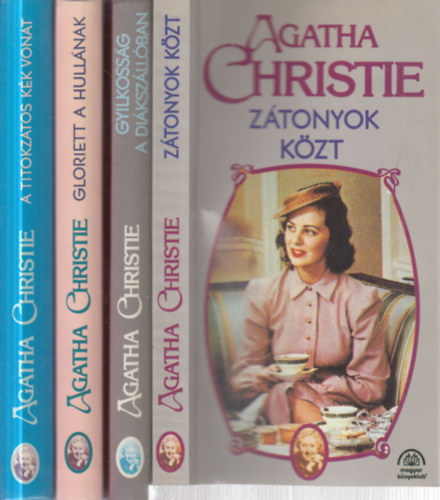 Agatha Christie - 4 db. klasszikus krimi (Z�tonyok k�zt + Gyilkoss�g a di�ksz�ll�ban + Gloriett a hull�nak + A titokzatos k�k vonat)