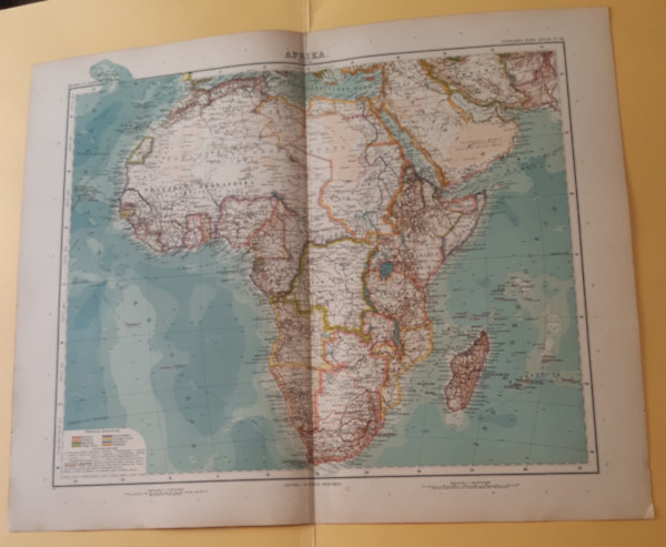 C. Barich - Afrika, Stielers Hand-Atlas No. 68, 1 : 25.000.000 (ca. 48 x 40 cm) t�rk�p