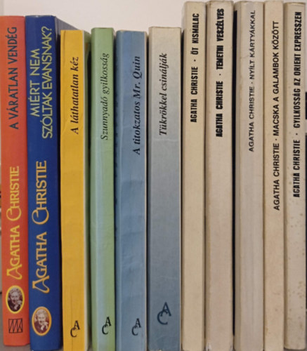Agatha Christie - 11 DB AGATHA CHRISTIE KÖTET:A VÁRATLAN VENDÉG+MIÉRT NEM SZÓLTAK EVANSNAK?+A LÁTHATATLAN KÉZ+SZÚNYADÓ GYILKOSSÁG+A TITOKZATOS MR.QUIN+TÜKRÖKKEL CSINÁLJÁK+ÖT KISMALAC+TEMETNI VESZÉLYES+NYÍLT KÁRTYÁKKAL+MACSKA A GALAMBOK KÖZÖTT+GYIL