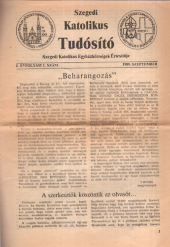 Szegedi Katolikus Tud�s�t� I. �vf. 1. sz�m 1989. szeptember