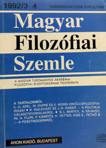 Magyar filoz�fiai szemle 1992/3-4