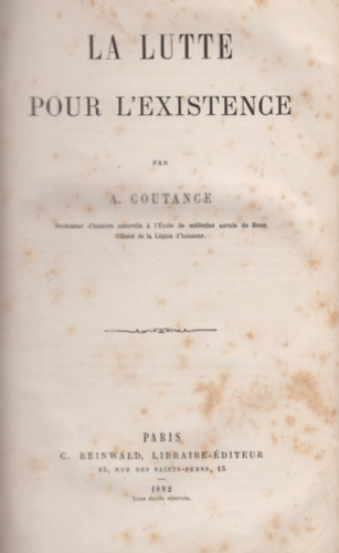 A. Coutance - La Lutte Pour l'Existence
