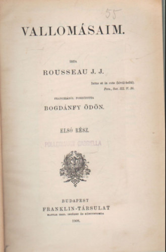 J.J. Rousseau - Vallomásaim I-II.