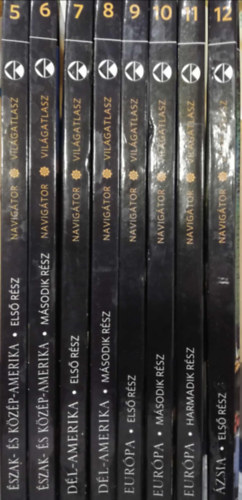 8 darab Navig�tor vil�gatlasz 5-12 (�szak- �s K�z�p-Amerika I-II, D�l-Amerika I-II, Eur�pa I-II-III, �zsia I)