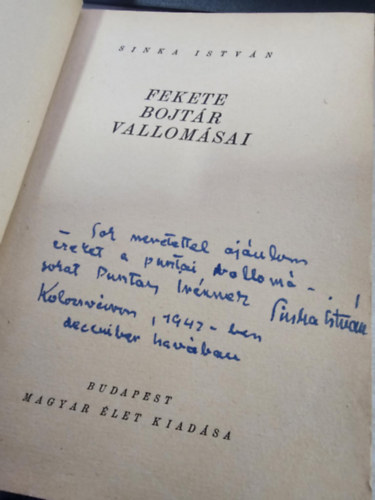 Sinka Istvn - Fekete bojtr vallomsai I. (I.kiads)