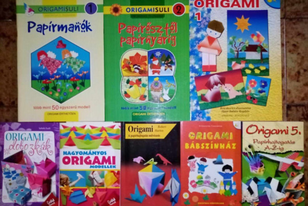 Kricskovics Zsuzsanna, Sebk Zsolt, Robert Harbin - Origami knyvcsomag (8 db) Origamisuli 1-2. - paprmank, paprsztl paprnyrig / Origami dobozkk / Hagyomnyos origami modellek / Origami a paprhajtogats mvszete / Origami bbsznhz / Origami 5. - paprhajtogats A-Z-ig /