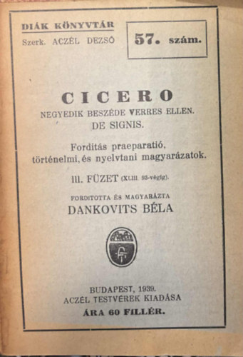 Dankovits Béla - ford. - Cicero - Diák könyvtár 57. szám