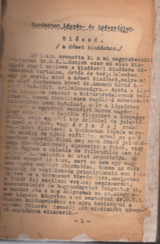 Dr. O. Z. A. Hanish - Mazdaznan Lgzs- s Egszsgtan (kzirat, gpelt pldny, ritka m)