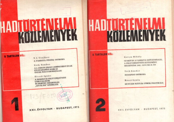 Hadtörténelmi közlemények 1975 1-4. szám (teljes)