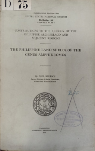 Paul Bartsch - The Philippine Land Sheels of the Genus Amphidromus
