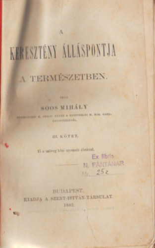 Soos Mihly - A keresztny llspontja a termszetben