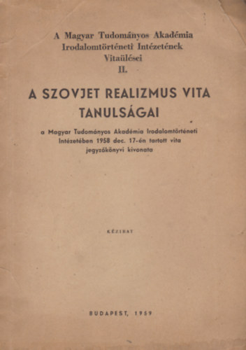 A szovjet realizmus vita tanulsgai - Kzirat