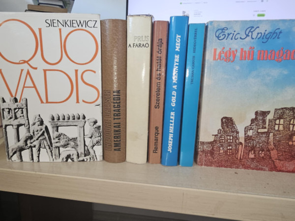 Theodore Dreiser, Boleslaw Prus, Erich Maria Remarque, Joseph Heller, Truman Capote, Eric Knight Henryk Sienkiewicz - 7db klasszikus vil�girodalom, K�NYVMENT� AJ�NLAT: Quo Vadis+ Amerikai trag�dia+ A f�ra�+ Szerelem �s hal�l �r�ja+ Gold a mennybe megy+ Hidegv�rrel+ L�gy h� magadhoz