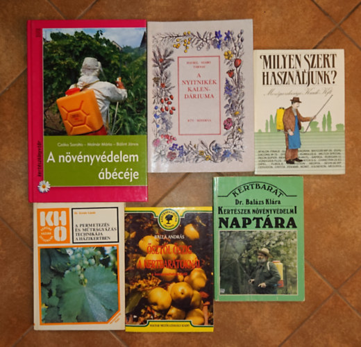 Dr. Balla András, Balázs Klára, Czáka Sarolta-Molnár Mária Kováts László - 6 könyv a növényekről/növényvédelemről: Ösztől tavaszig a kertbarátoknál, A permetezés műtrágyázás a házikertben, Kertészek növényvédelmi naptára, A növényvédelem ábácéje, Miylen szert haszználjunk? A nyitnikék kalendá