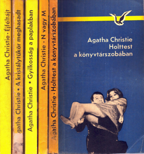 Agatha Christie - 5 db Agatha Christie krimi: A kristlytkr meghasadt + Holttest a knyvtrszobban + N vagy M + Gyilkossg a paplakban + jfltjt