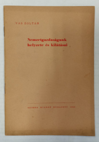 Vas Zolt�n - Nemzetgazdas�gunk helyzete �s kil�t�sai