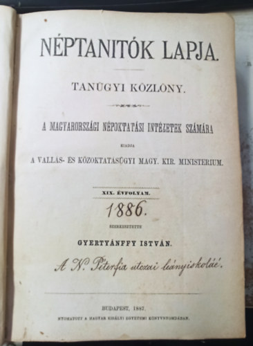 Gyertyánffy István (szerk) - Néptanítók Lapja 1887. XIX. évfolyam