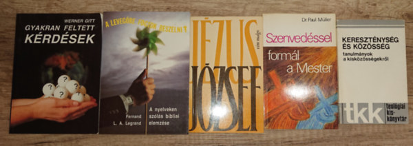 Dr. Wim Malgo, Werner Gitt, Fernand L. A. Legrand Paul M�ller - 5 k�nyv a kereszt�ny vall�sr�l: Kereszt�nys�g �s k�z�ss�g (tanulm�nyok kisk�z�ss�gekr�l), Szenved�ssel form�l a Mester, J�zsef - Izr�el utols� fia, Gyakran feltett k�rd�sek, A leveg�be fogtok besz�lni? - A nyelveken sz�l�s b
