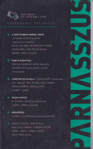 Turczi István - Parnasszus Költészeti folyóirat 2007.tavasz XIII.évfolyam I.szám