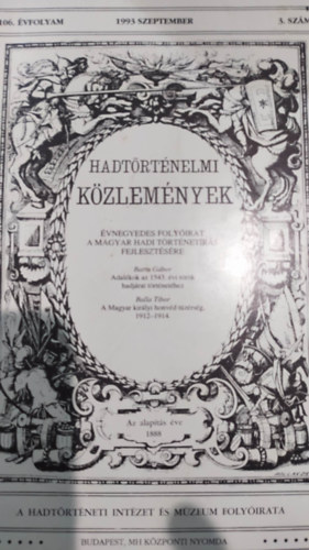 Hadtörténelmi közlemények 1993, 106. évfolyam 3. szám
