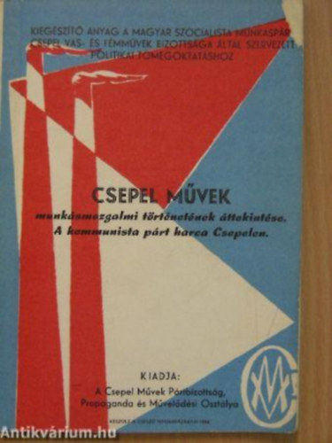 Dr. Baksai Zoltán - Csepel Művek munkásmozgalmi történetének áttekintése
