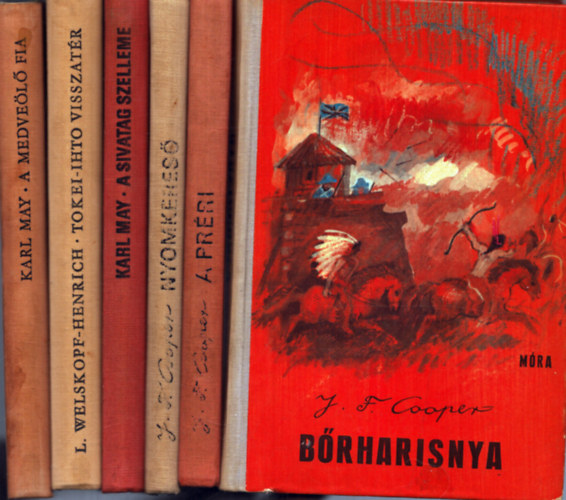 J. F. Cooper, Karl May L. Welskopf-Henrich - 6 db indinos knyv: Tokei-Ihto visszatr + A prri + A sivatag szelleme + Nyomkeres + Brharisnya + A medvel fia