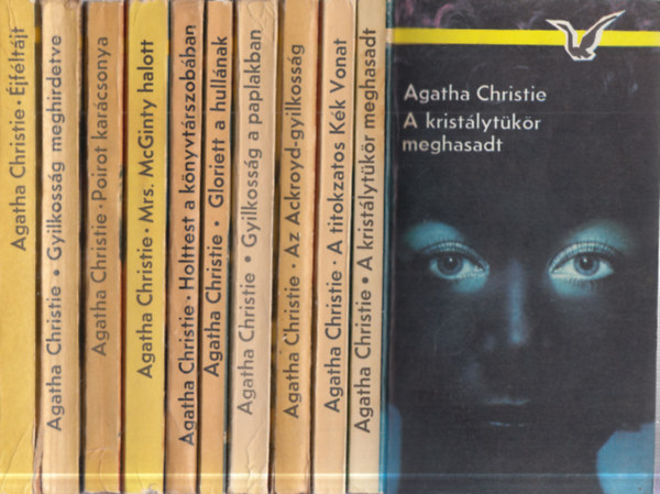 Agatha Christie - 10 db. Albatrosz könyvek (A kristálytükör meghasadt + A titokzatos Kék Vonat + Az Ackroyd-gyilkosság + Gyilkosság a paplakban + Gloriett a hullának + Holttest a könyvtárszobában + Mrs. McGinty halott + Poirot karácsonya + Gyilkosság megh