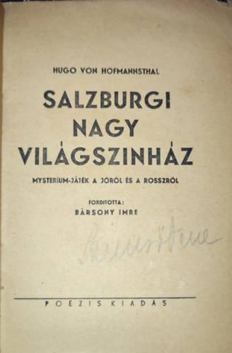 Hofmannsthal - Salzburgi nagy vilgsznhz