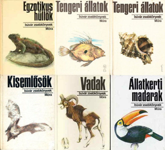 Vargha Bla, Patay Lszl, Schmidt Egon, Janisch Mikls, Podani Jnos, Pnzes Bethen - 6 db Bvr zsebknyv - llatok: Tengeri llatok 1-2. + Egzotikus hllk + Kisemlsk + Vadak + llatkerti madarak