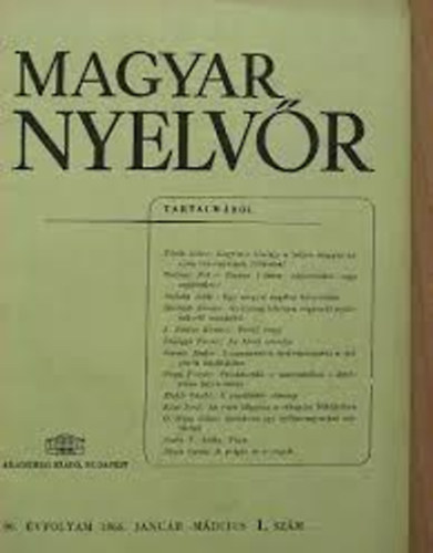 Szarvas Gbor - Magyar nyelvr 1965/1-4. szm  teljes vfolyam