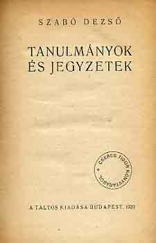 Szabó Dezső - Tanulmányok és jegyzetek