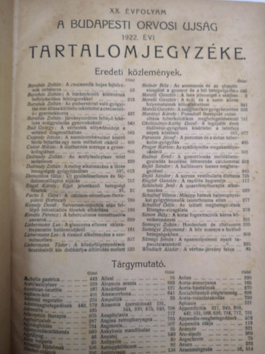 Budapesti orvosi �js�g 1922. XX. �vfolyam teljes